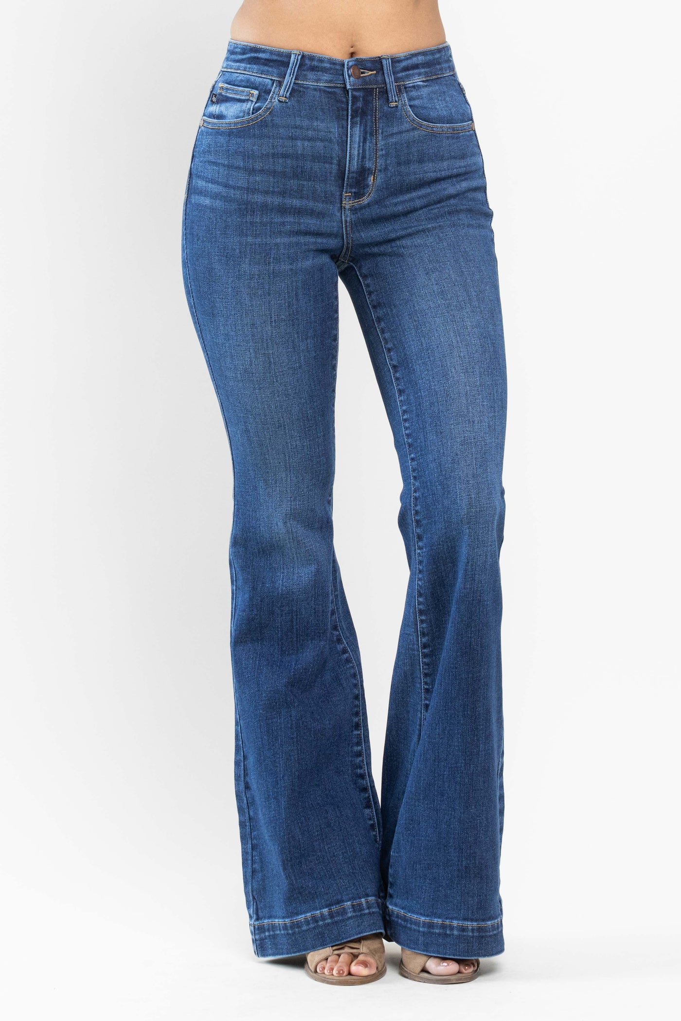 Judy Blue High Waist Wide Flare Hem Stretch Jeans Casual Women's