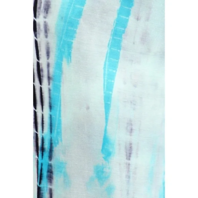 Bohemian Aqua Blue Tie Dye Wide Leg Palazzo Relaxed Fit Foldover Waist Lounge Pants