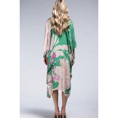 Oahu Floral Flower Open Wrap Kimono Top One Size Spring Summer Casual