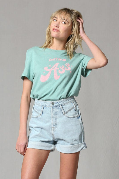 Seafoam Green Vintage Don’t Be An Ass Tee Womens Casual T-Shirt