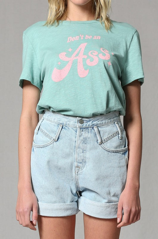 Seafoam Green Vintage Don’t Be An Ass Tee Womens Casual T-Shirt