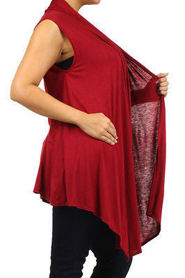 Plus Size Vest Women Open Front Asymmetrical New Wrap Sleeveless 1X 2X 3X Casual