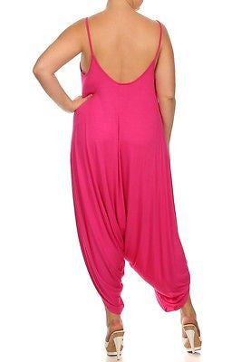 Plus Jumpsuit Romper Harem Tank Solid Pants Low Back New Women Casual