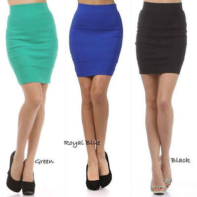 Pencil Skirt High Waist Bandage Career Pleated Diagonal Stretch Sexy Solid