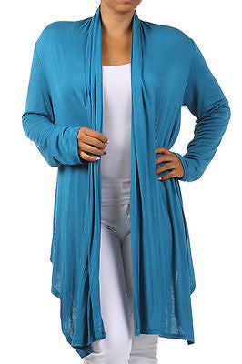 Plus Wrap Women Cardigan Open Front Asymmetrical Long Sleeve Casual New