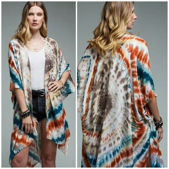 Coachella Bohemian Tie Dye Boho Gypsy Open Kimono Wrap Top Casual Womens