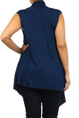 Plus Size Vest Women Open Front Asymmetrical New Wrap Sleeveless 1X 2X 3X Casual