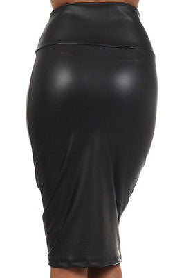 Black Skirt Faux Leather Pencil New Women Sexy High Waist Plus Size