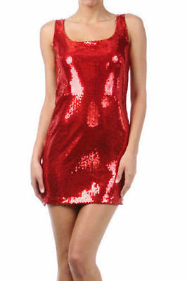 Dress Cocktail Mini Club Gold Sequin Sheath Sparkling Scoop Neck Party