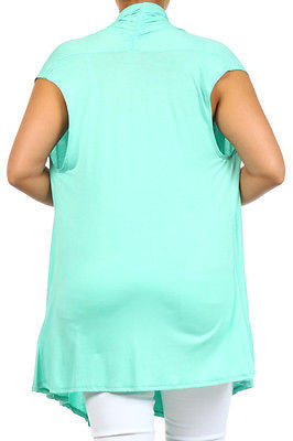Plus Size Vest Women Open Front Asymmetrical New Wrap Sleeveless 1X 2X 3X Casual