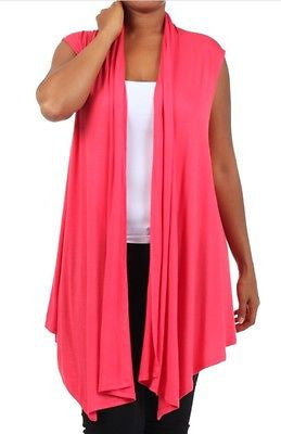 Plus Size Vest Women Open Front Asymmetrical New Wrap Sleeveless 1X 2X 3X Casual