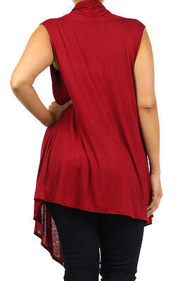 Plus Size Vest Women Open Front Asymmetrical New Wrap Sleeveless 1X 2X 3X Casual