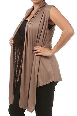 Plus Size Vest Women Open Front Asymmetrical New Wrap Sleeveless 1X 2X 3X Casual