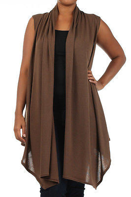 Plus Size Vest Women Open Front Asymmetrical New Wrap Sleeveless 1X 2X 3X Casual