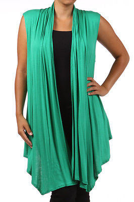Plus Size Vest Women Open Front Asymmetrical New Wrap Sleeveless 1X 2X 3X Casual