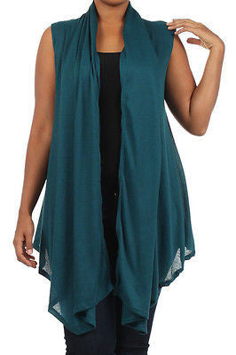 Plus Size Vest Women Open Front Asymmetrical New Wrap Sleeveless 1X 2X 3X Casual
