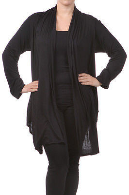 Plus Wrap Women Cardigan Open Front Asymmetrical Long Sleeve Casual New