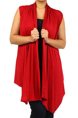 Plus Size Vest Women Open Front Asymmetrical New Wrap Sleeveless 1X 2X 3X Casual