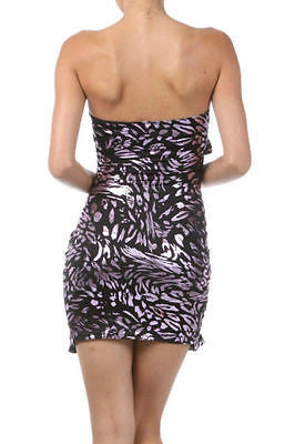 Dress Metallic Purple Ruffle Strapless Tube Bodycon Club Stretch Ruffle Sexy