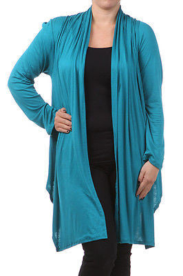 Plus Wrap Women Cardigan Open Front Asymmetrical Long Sleeve Casual New