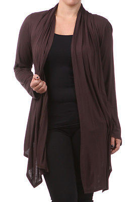 Plus Wrap Women Cardigan Open Front Asymmetrical Long Sleeve Casual New