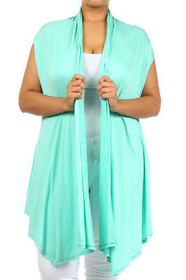 Plus Size Vest Women Open Front Asymmetrical New Wrap Sleeveless 1X 2X 3X Casual