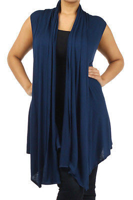 Plus Size Vest Women Open Front Asymmetrical New Wrap Sleeveless 1X 2X 3X Casual