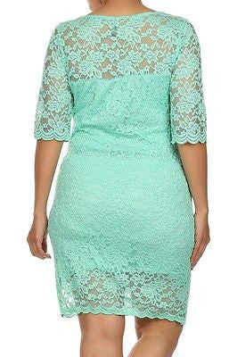 Lace Dress Plus Mini Bodycon Size Cocktail Party Sexy Womens Mint
