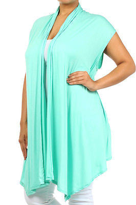 Plus Size Vest Women Open Front Asymmetrical New Wrap Sleeveless 1X 2X 3X Casual