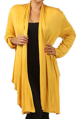 Plus Wrap Women Cardigan Open Front Asymmetrical Long Sleeve Casual New