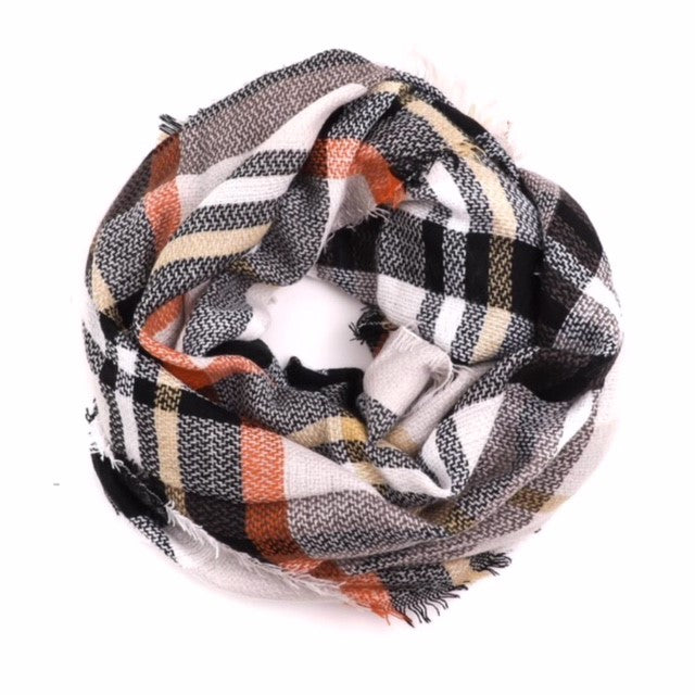 Autumn Love Multi Colored Plaid Oblong Scarf