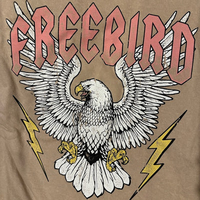 Freebird Eagle Graphic Taupe Mineral T-Shirt Tee Shirt Mini Relaxed Fit Dress