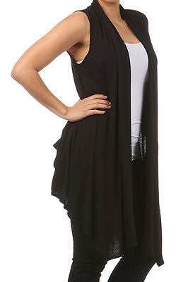 Plus Size Vest Women Open Front Asymmetrical New Wrap Sleeveless 1X 2X 3X Casual