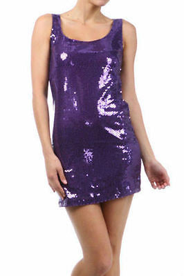 Dress Cocktail Mini Club Gold Sequin Sheath Sparkling Scoop Neck Party