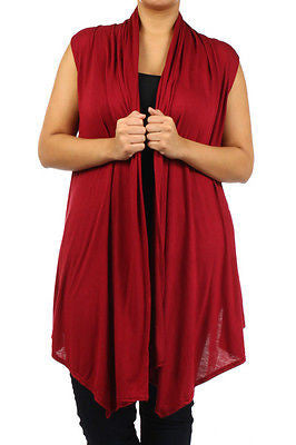 Plus Size Vest Women Open Front Asymmetrical New Wrap Sleeveless 1X 2X 3X Casual
