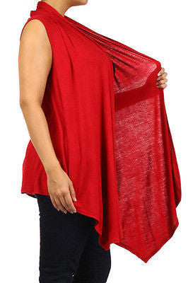 Plus Size Vest Women Open Front Asymmetrical New Wrap Sleeveless 1X 2X 3X Casual