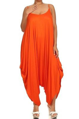 Plus Jumpsuit Romper Harem Tank Solid Pants Low Back New Women Casual
