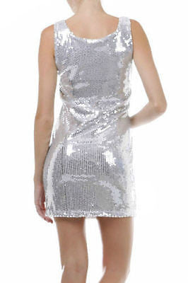 Dress Cocktail Mini Club Black Sequin Sheath Sparkling Scoop Neck Party