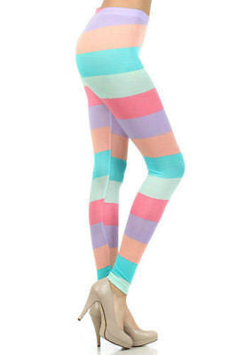 Leggings Stripe Colorblock High Waist Soft Stretch Skinny Pants Spring