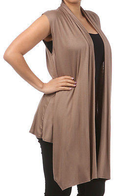 Plus Size Vest Women Open Front Asymmetrical New Wrap Sleeveless 1X 2X 3X Casual
