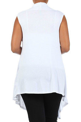 Plus Size Vest Women Open Front Asymmetrical New Wrap Sleeveless 1X 2X 3X Casual