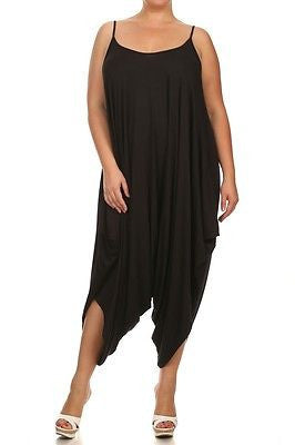 Plus Jumpsuit Romper Harem Tank Solid Pants Low Back New Women Casual