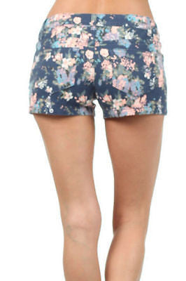 Shorts Floral Gray or Navy Denim Stretch Twill Summer Girly New Juniors Trend