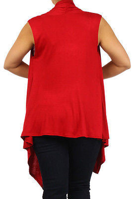 Plus Size Vest Women Open Front Asymmetrical New Wrap Sleeveless 1X 2X 3X Casual