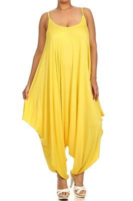 Plus Jumpsuit Romper Harem Tank Solid Pants Low Back New Women Casual