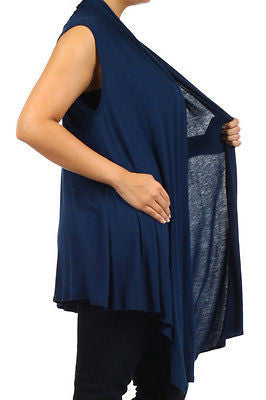 Plus Size Vest Women Open Front Asymmetrical New Wrap Sleeveless 1X 2X 3X Casual