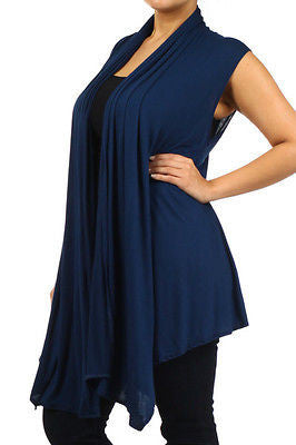 Plus Size Vest Women Open Front Asymmetrical New Wrap Sleeveless 1X 2X 3X Casual