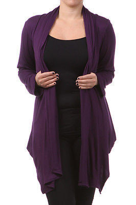 Plus Wrap Women Cardigan Open Front Asymmetrical Long Sleeve Casual New