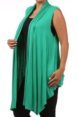 Plus Size Vest Women Open Front Asymmetrical New Wrap Sleeveless 1X 2X 3X Casual
