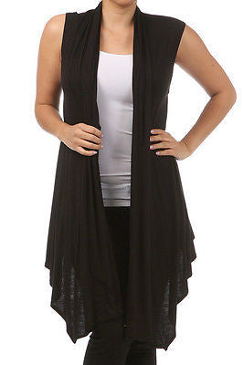 Plus Size Vest Women Open Front Asymmetrical New Wrap Sleeveless 1X 2X 3X Casual